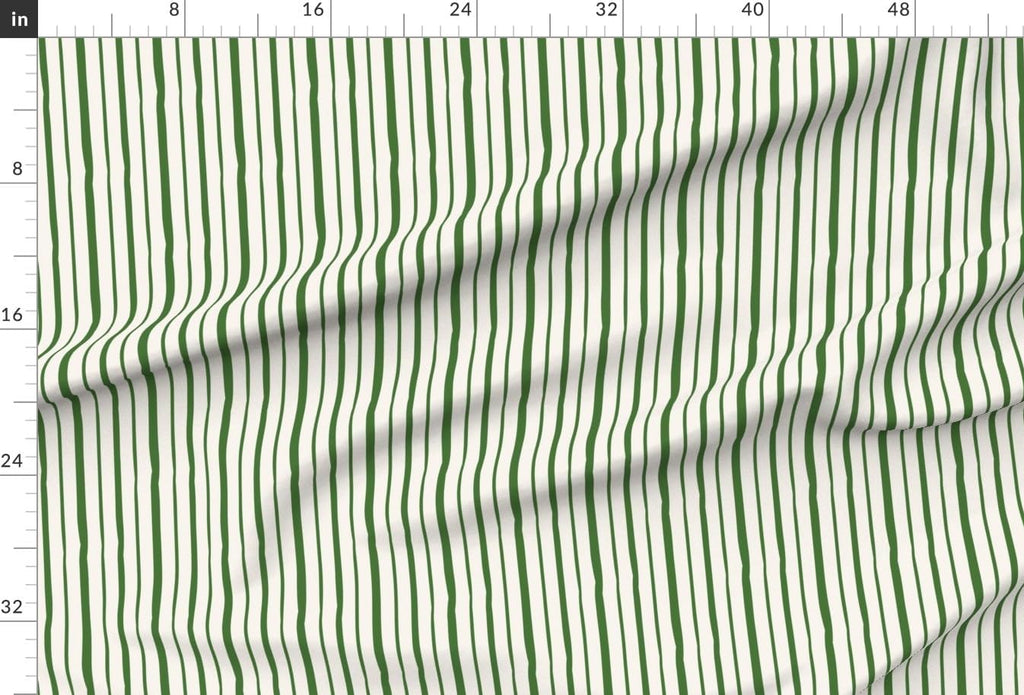 Spoonflower Fabric Green Stripe Cream Simple Hand on Essex Linen