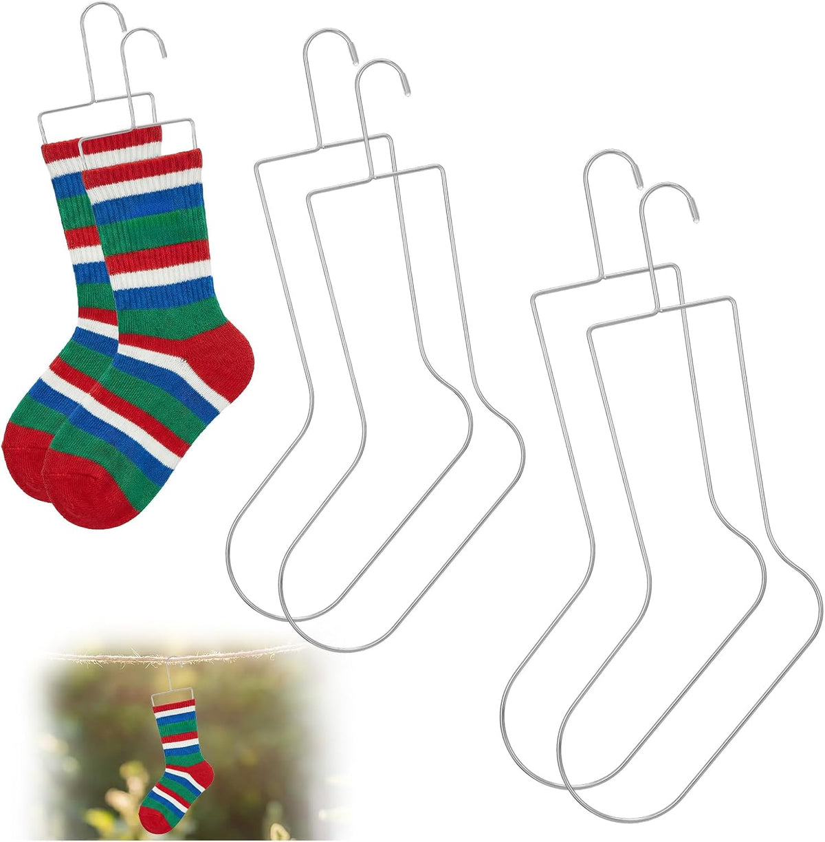 6 Pcs (3 Pairs) Stainless Steel Sock Blockers - Small, Medium, Large