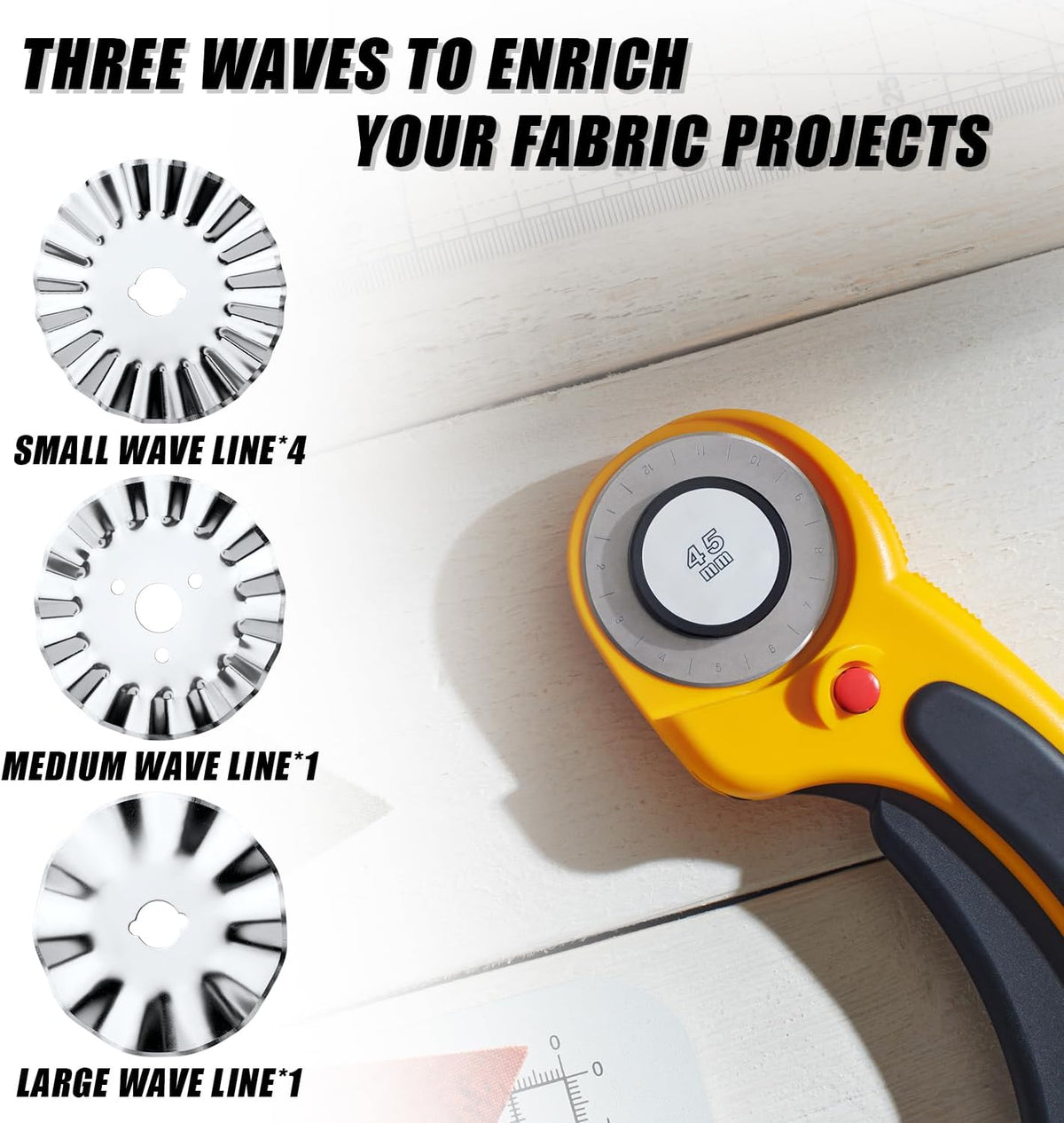 6pcs 45mm Pinking Rotary Cutter Blades, Wave Rotary Cutter Blades