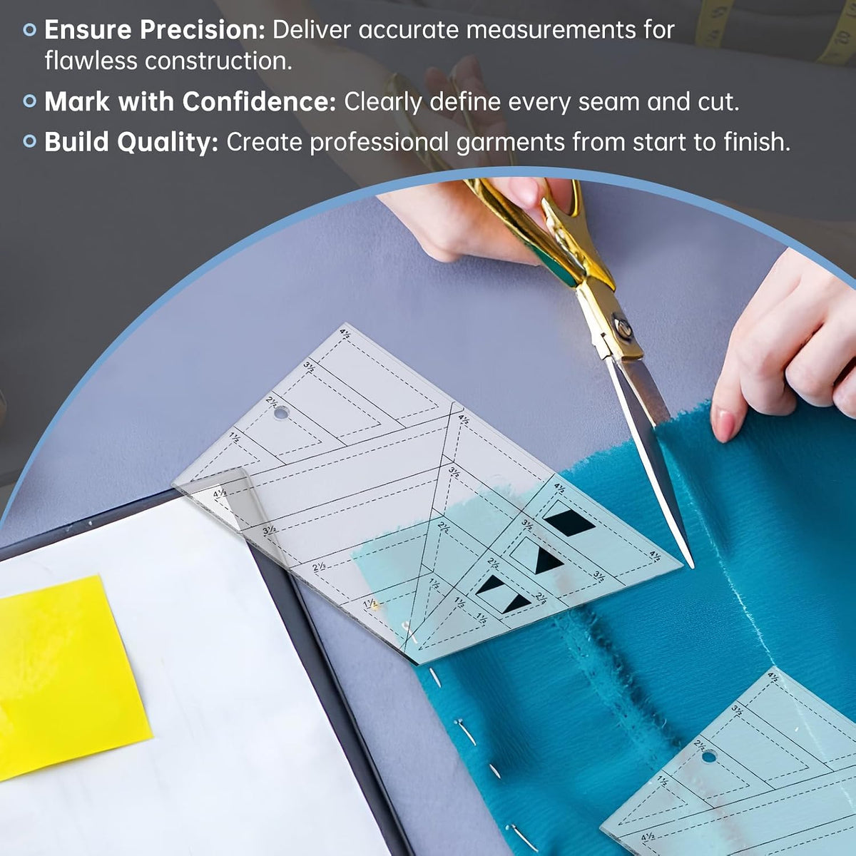 Acrylic Trapezoid Sewing Ruler for Quilting, Patchwork, and Garment