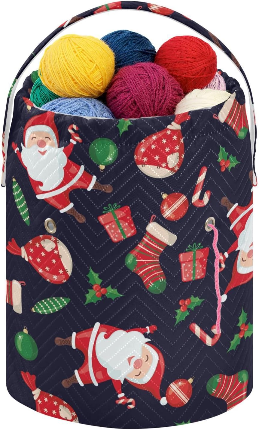 Fustylead Santa Claus and Gift Stockings Yarn Crochet Tote Basket
