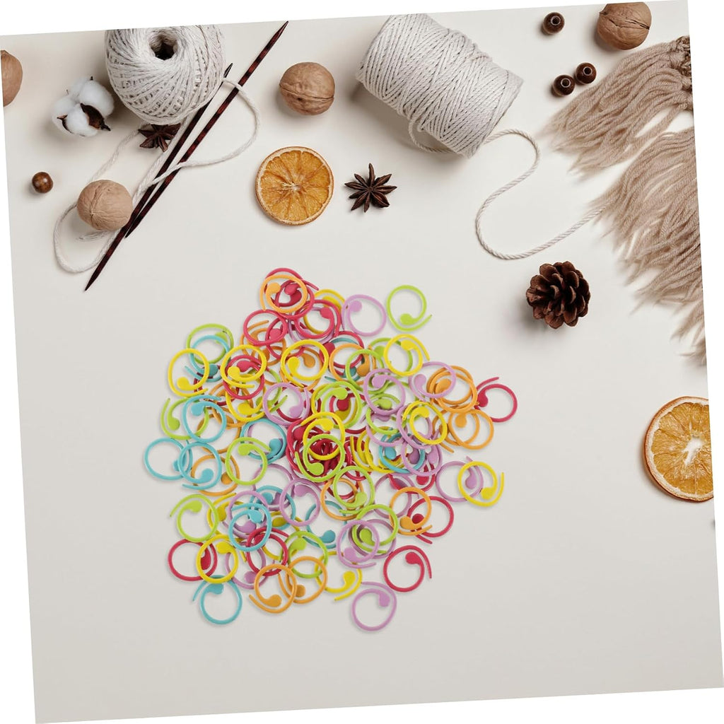 Spiral Metal Stitch Markers for Knitting Crochet Yarn, 100 Pack