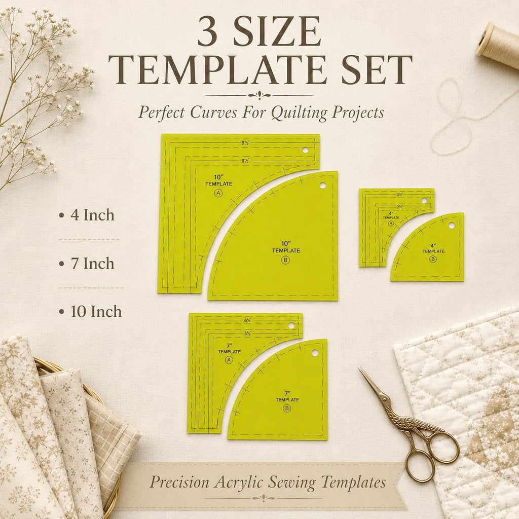 3 Set Drunkards Path Quilting Templates,Acrylic Rulers with 1/4" Seam