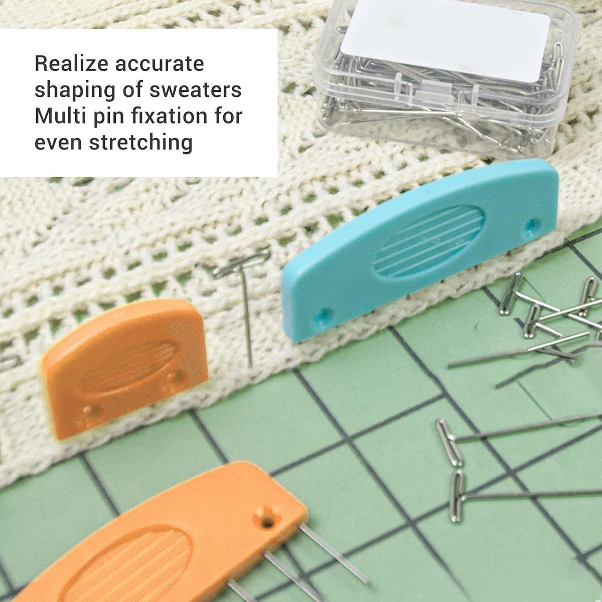 20Pcs Knit Blockers Pins Kit, Knit Blocking Comb, Color Knit Blockers