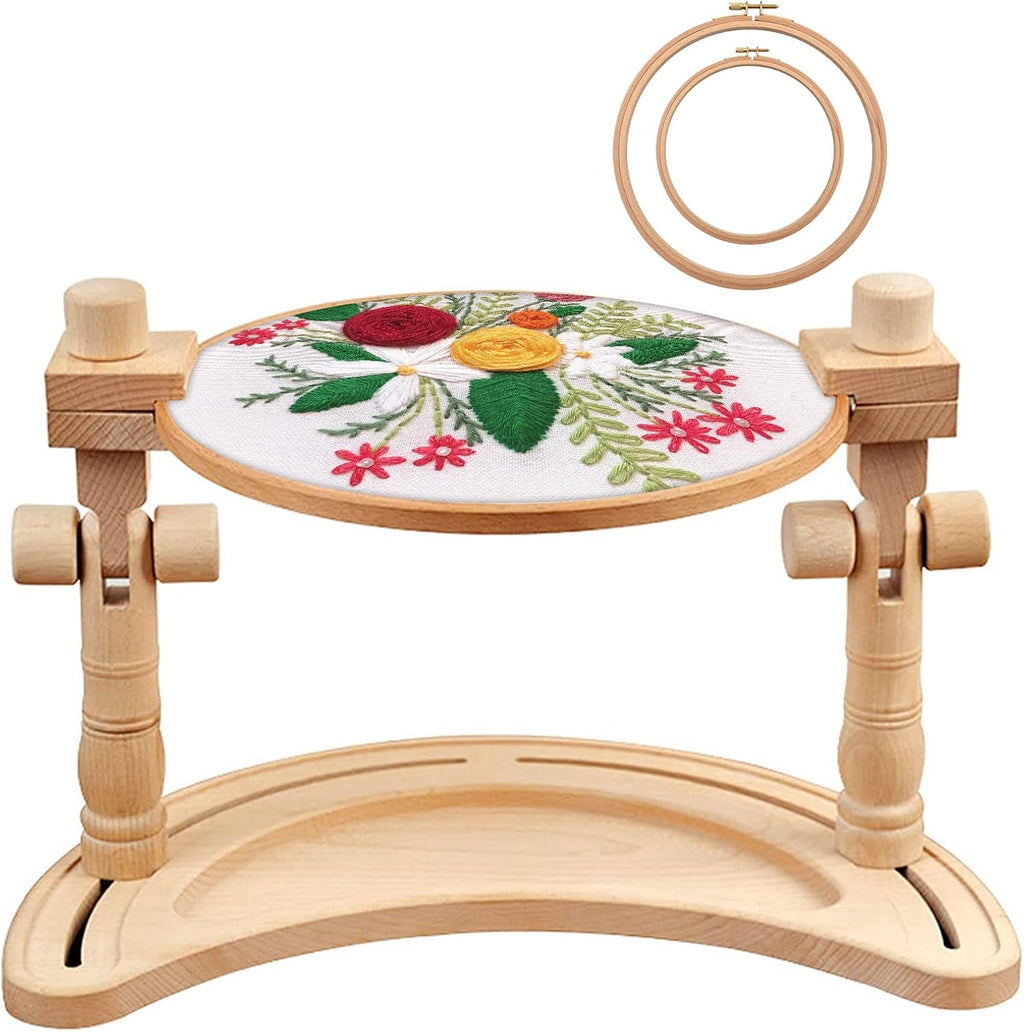 ZOCONE Multifunctional Beech Wood Embroidery Hoop Stand with 2 Pcs 6''