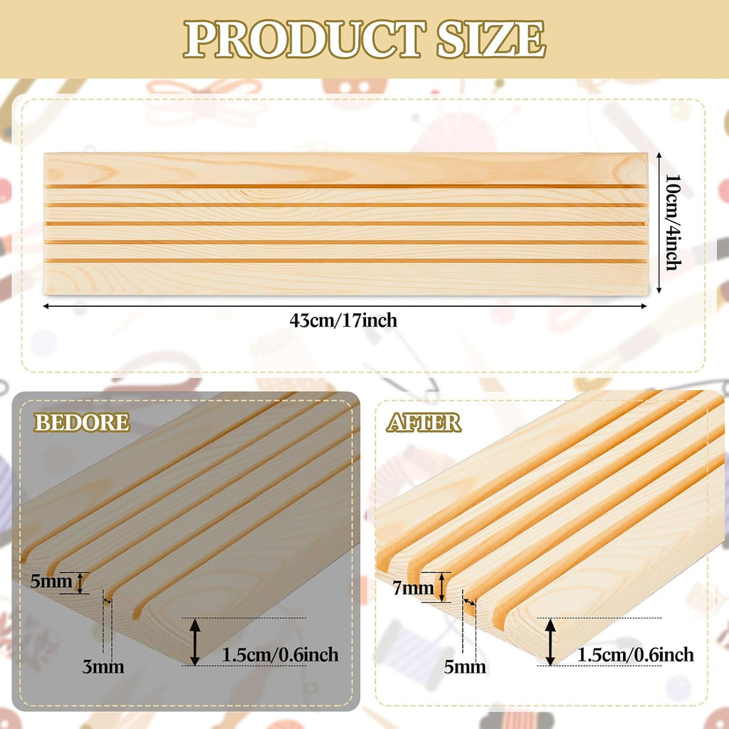 2 Piece Wooden Quilting Ruler Holder Organizer 17 Inch 5 Slot Grids