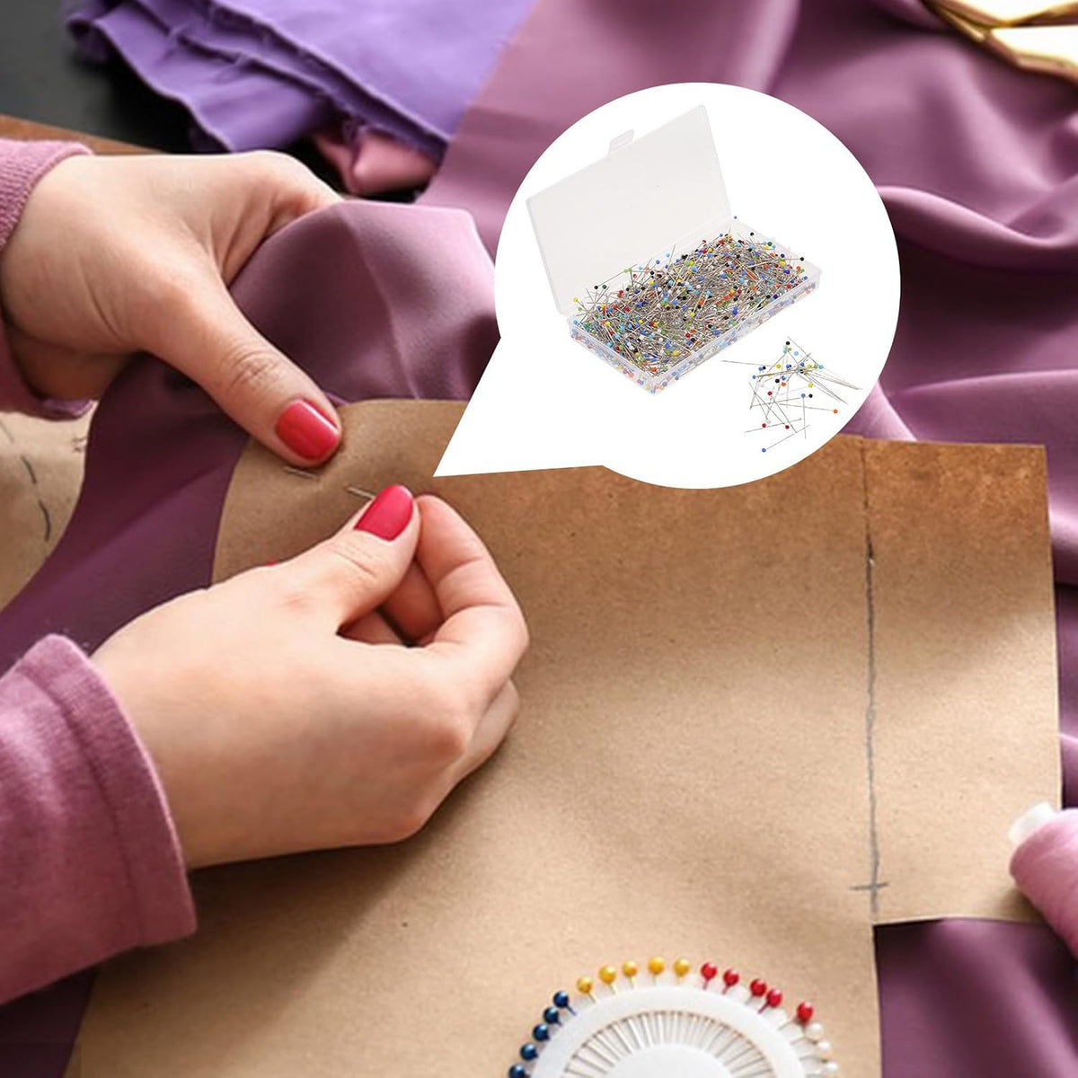 1000pcs MM Glass Headed Sewing Pins, Dressmaking and DIY Crafts