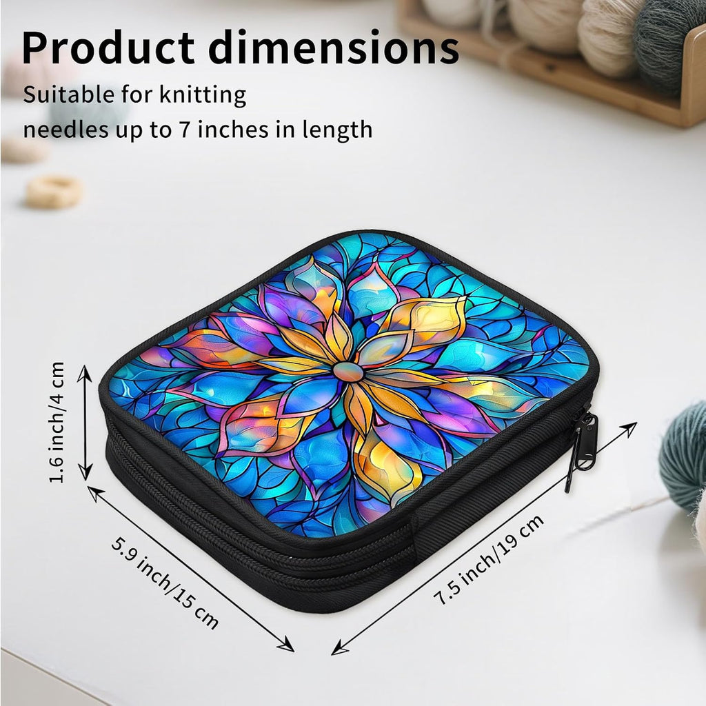 ETLKJVBL Crochet Hook & Knitting Needle Organizer Case, Stained Glass