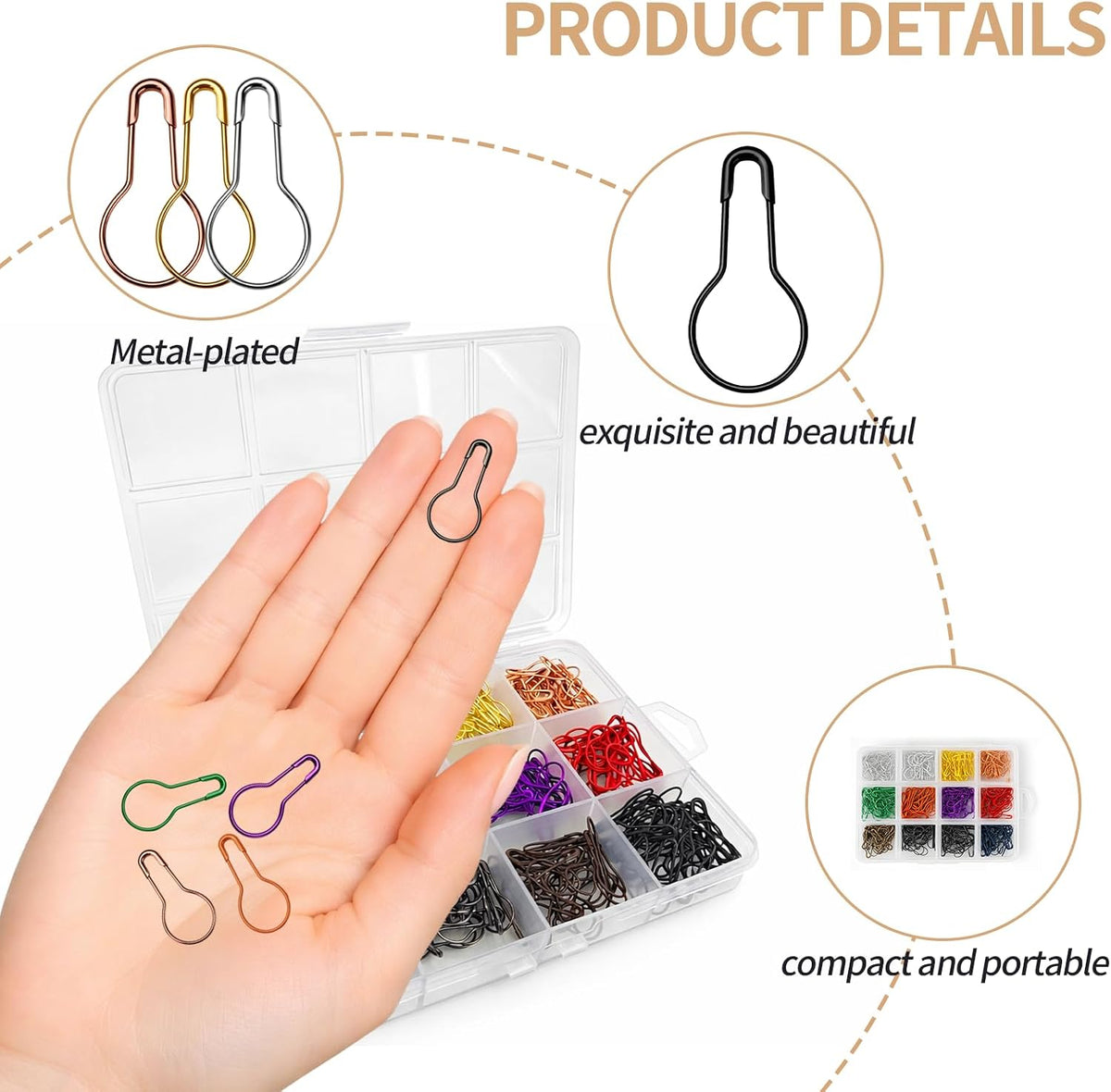 360 Pieces Safety Bulb Pins,Durable Metal Gourd Pin in 12 Vibrant