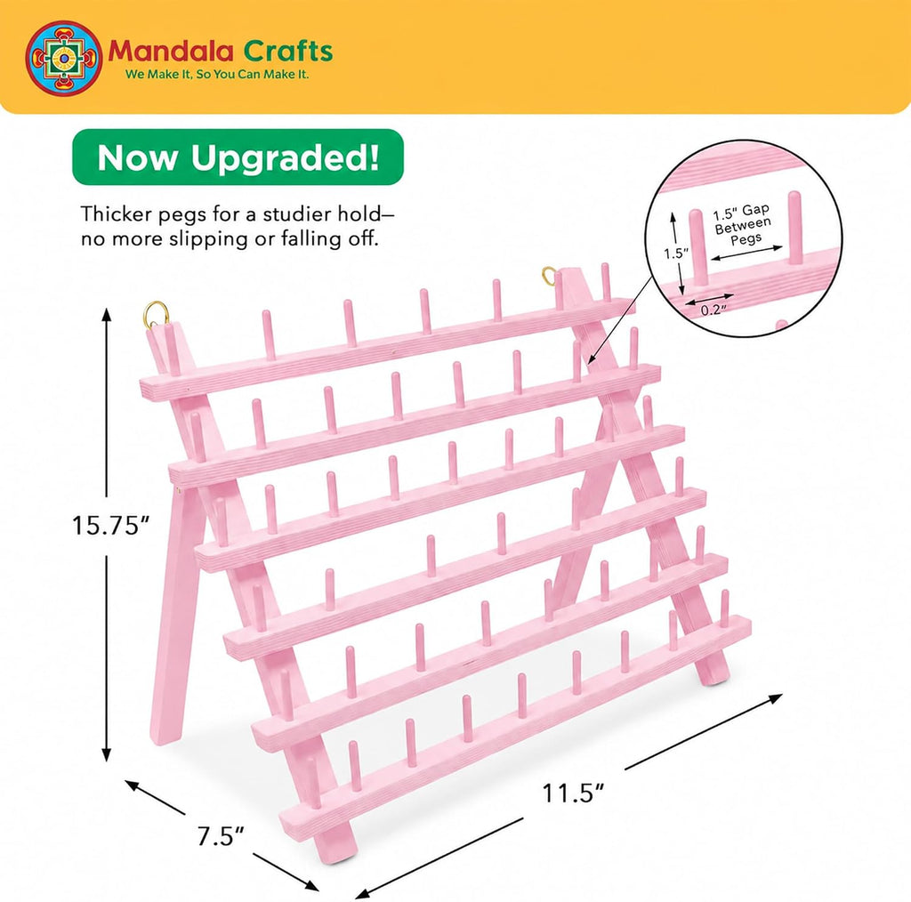 Mandala Crafts 60 Spool Pink Thread Rack Sewing Embroidery Thread