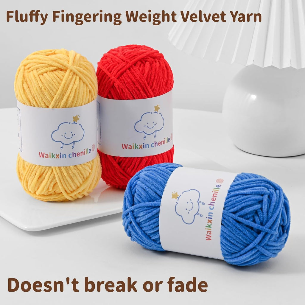6 Pack of Skinny Chenille Yarn for Crocheting, Amigurumi Yarn&Baby