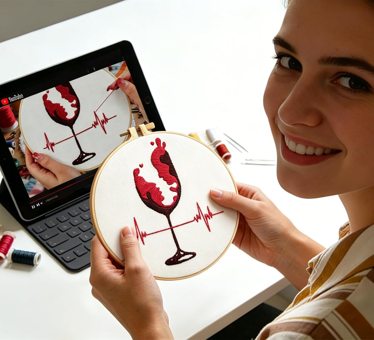 Couple Embroidery Kits for Beginners Adults, Abstract Face Embroidery