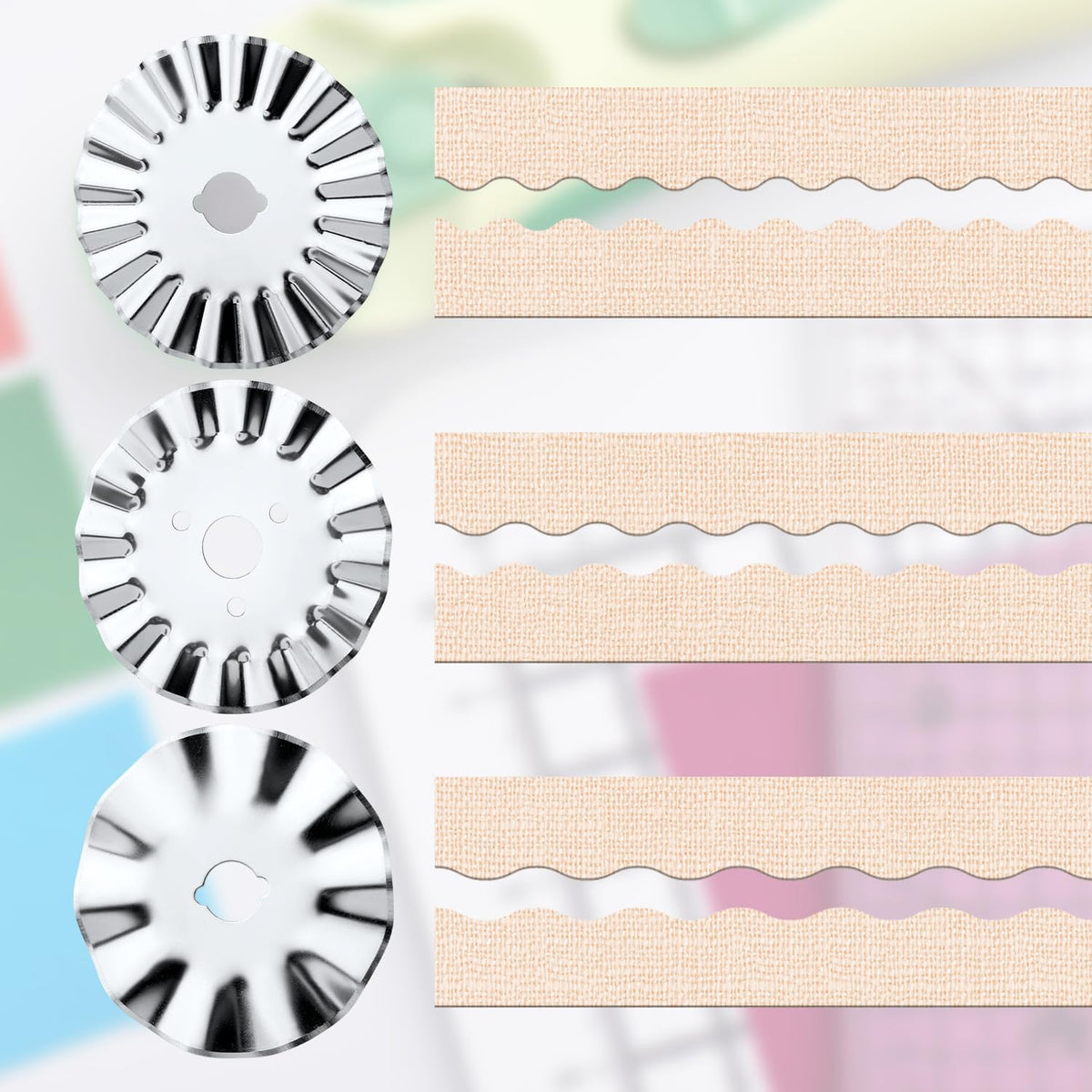 6pcs 45mm Pinking Rotary Cutter Blades, Wave Rotary Cutter Blades