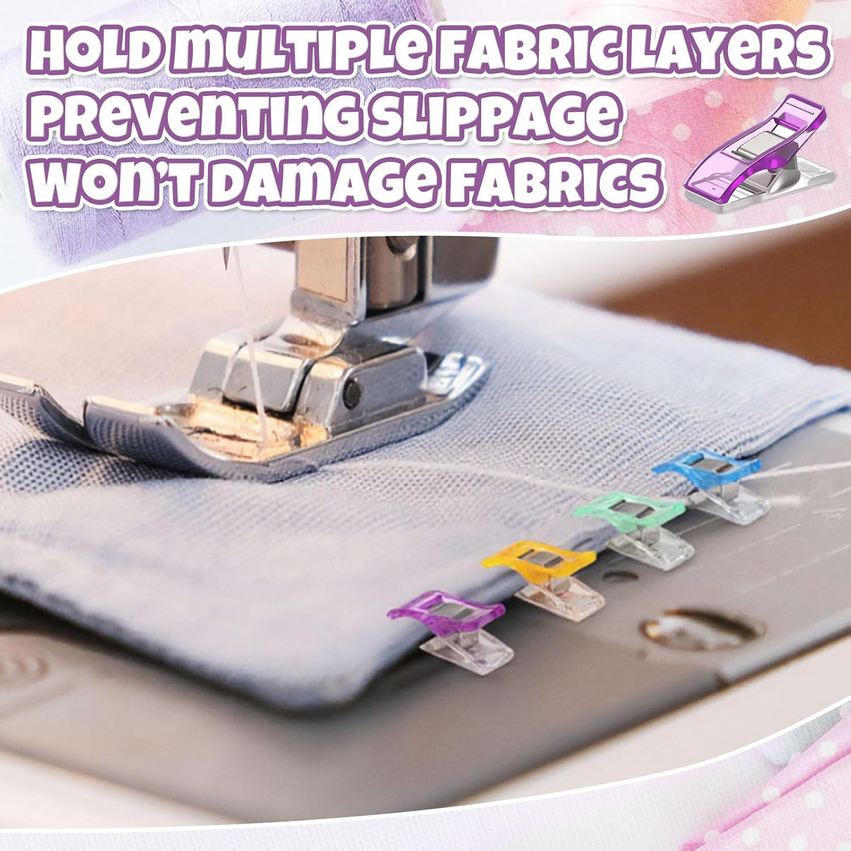 YooNotee 10 Pcs Tailors Chalk and 50 Pcs Sewing Clips Set, Fabric