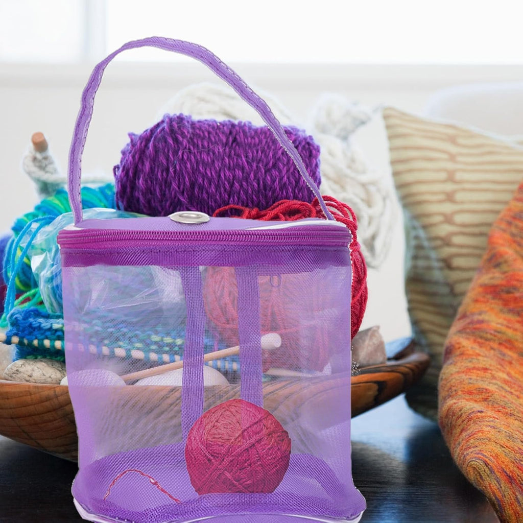 Purple Mesh Knitting Tool Pouch with Zipper, 2 Pack, Nylon