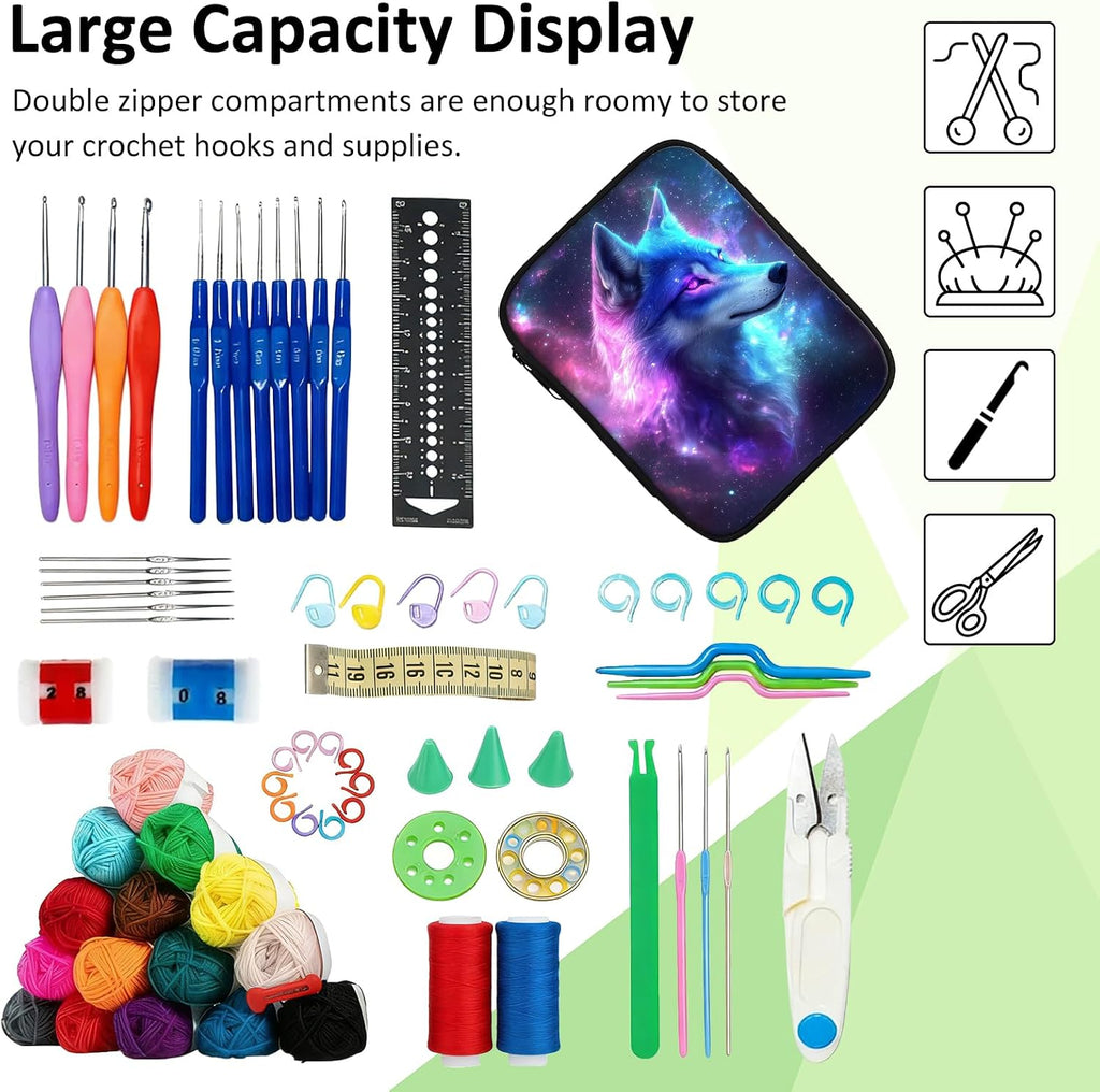 Cdkfxjy Empty Crochet Hook Case, Galaxy Wolf