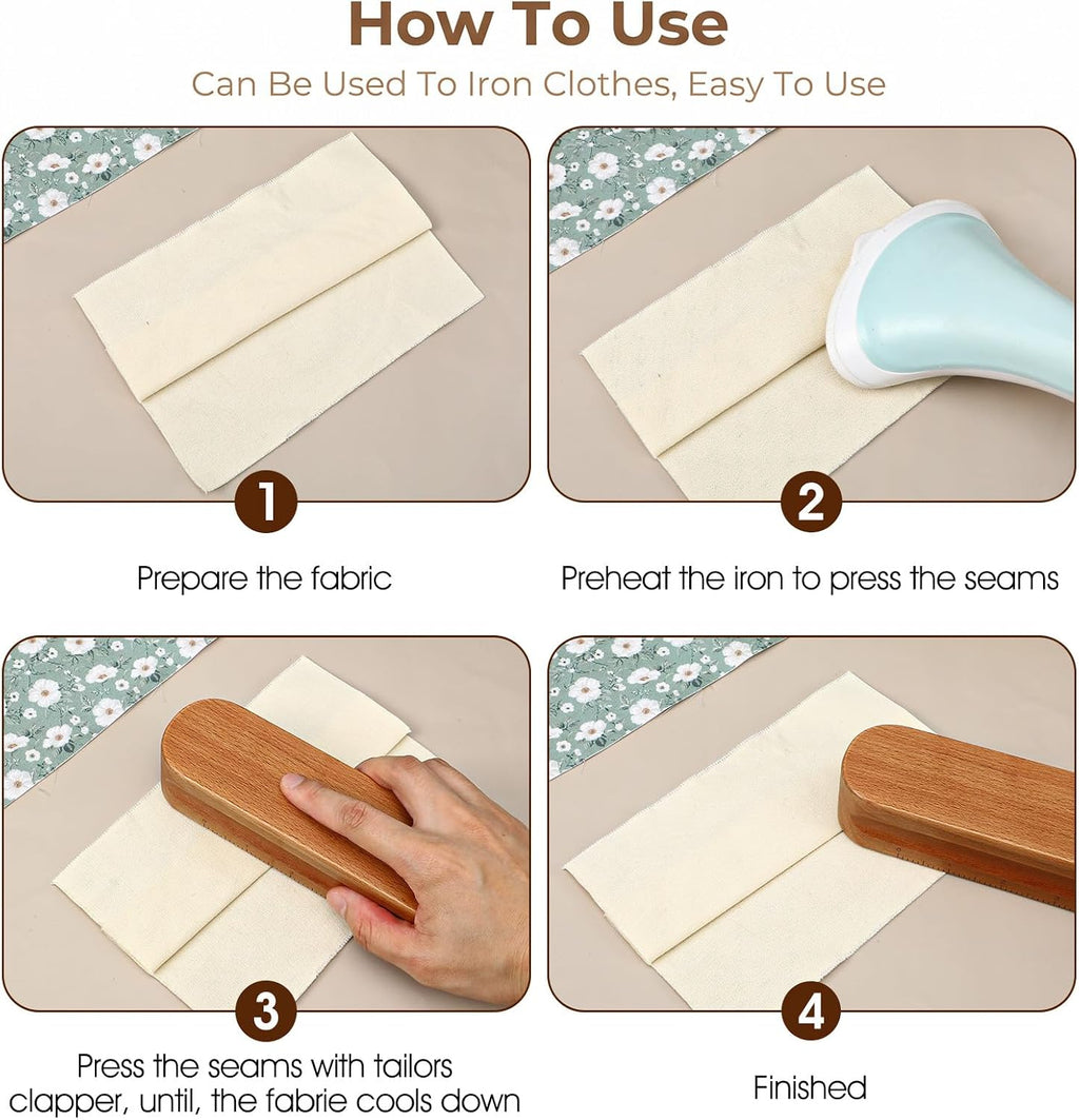 3 Pcs Hardwood Clappers with Scale, 7", 9.5", 12" Tailors Clapper for