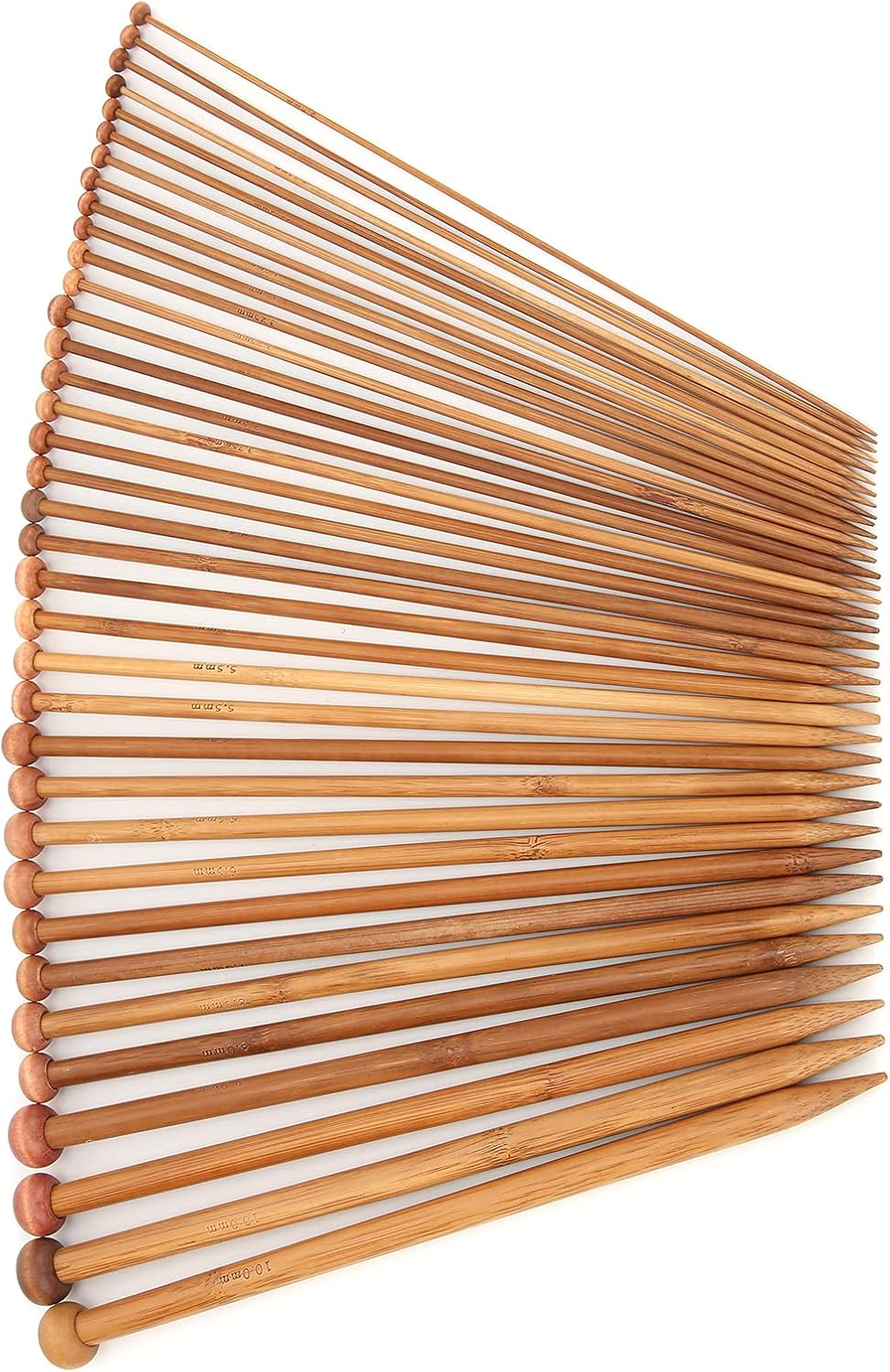 KIMISS 36Pcs Single Point Knitting Needles, Bamboo Material
