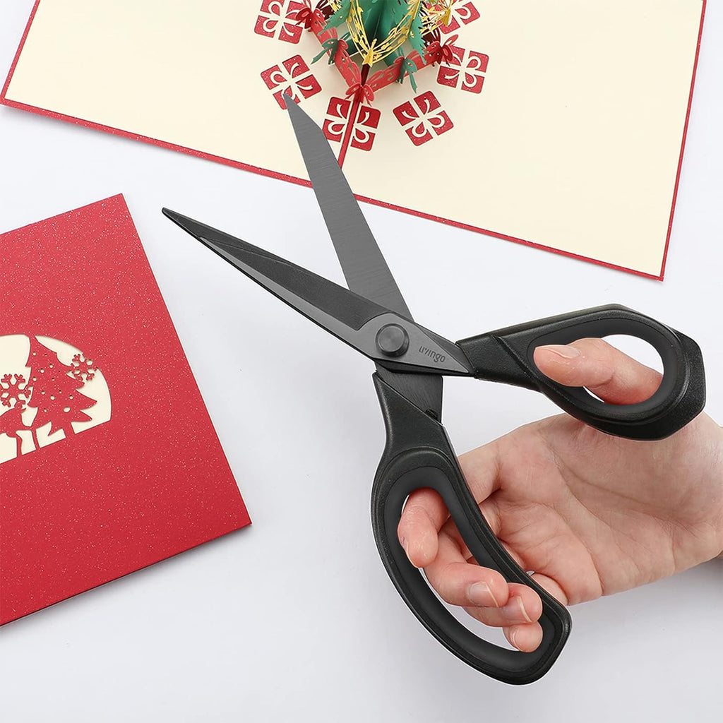 LIVINGO Fabric Scissors 9.5" Heavy Duty Tailor Shears Black