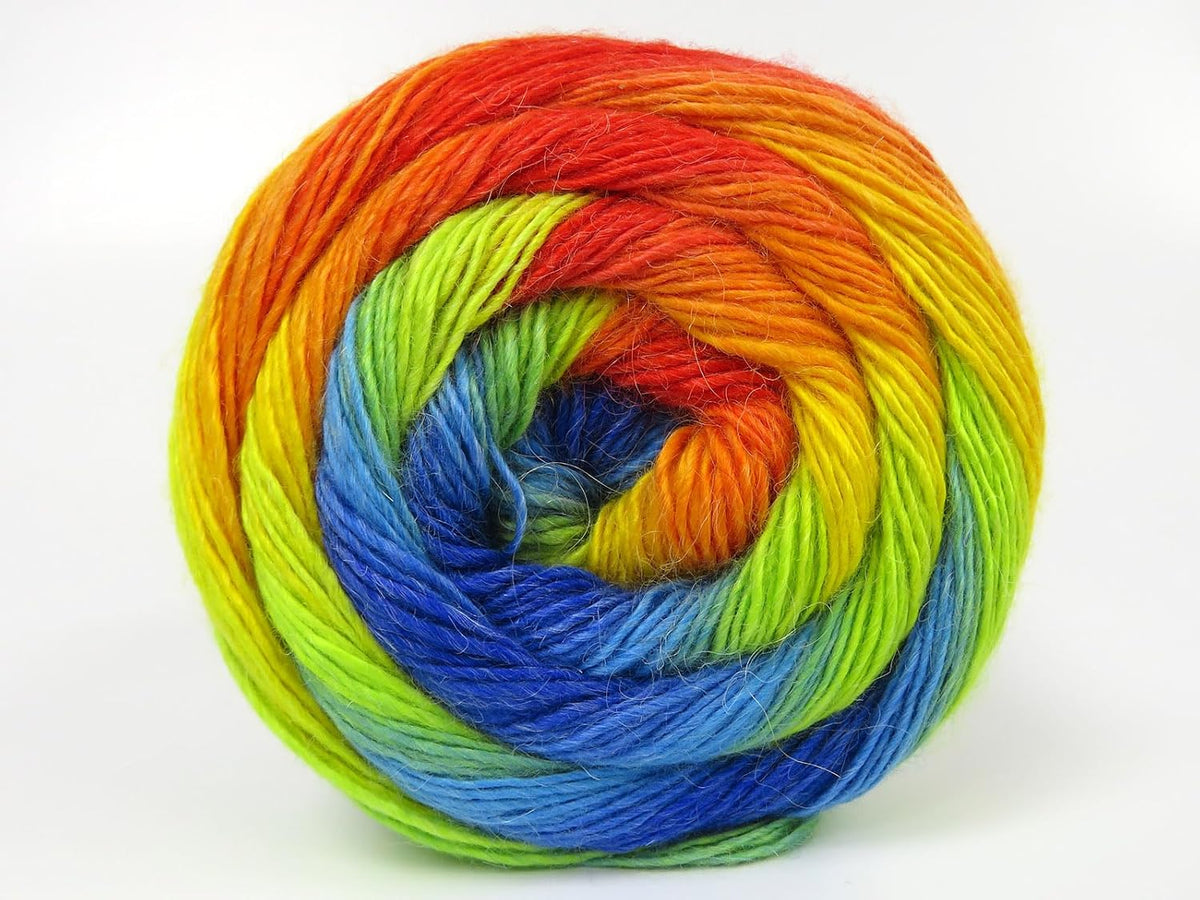 Rainbow Cake Alpaca Fine - Bue, Green, Yellow, Orange, Red - Alpaca