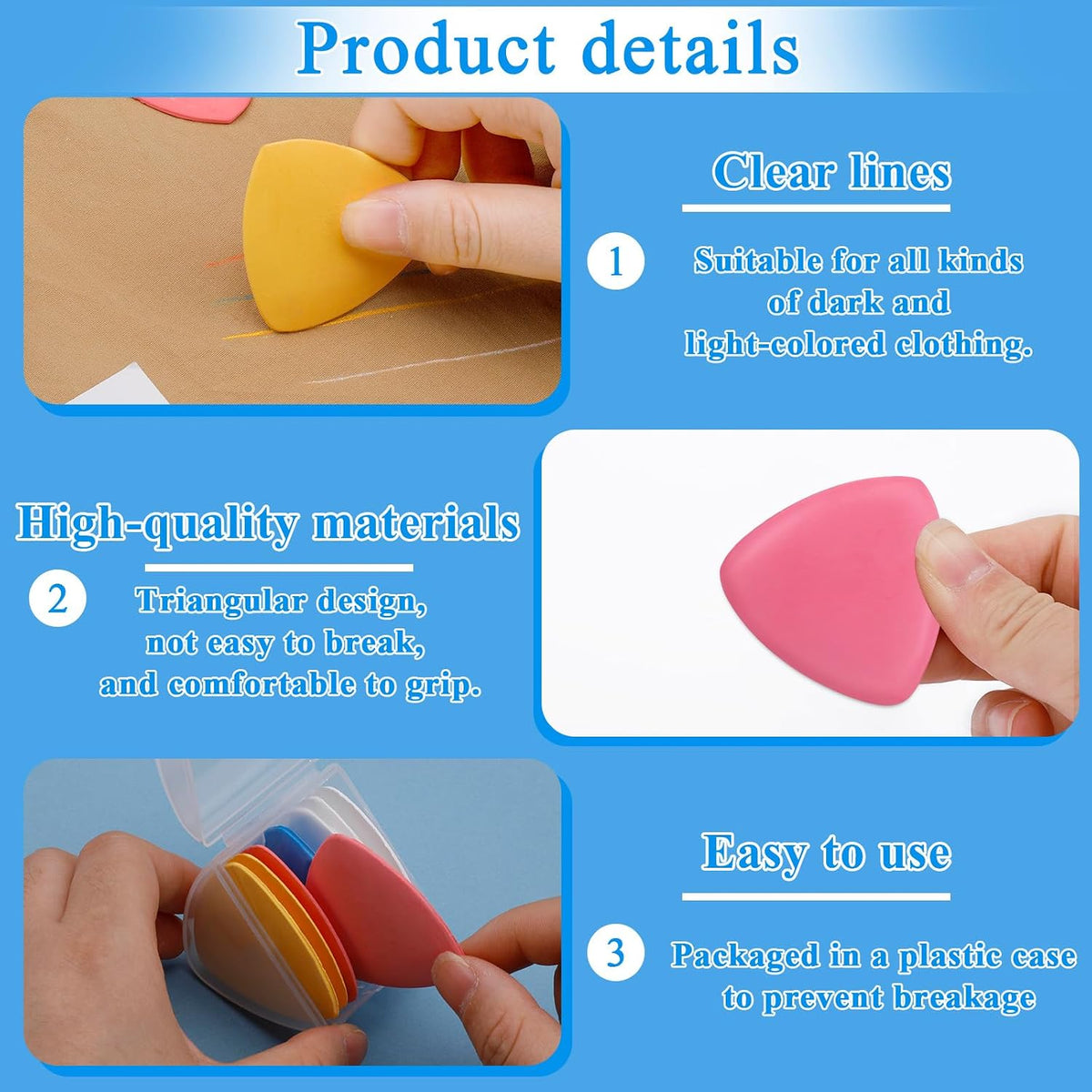 IMZAY 10 Pcs Triangle Tailors Chalk Set, Fabric Marking Chalk for