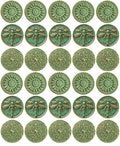 30Pcs Vintage‐Finish Metal Buttons,17.5mm Green Patina Floral‐Engraved