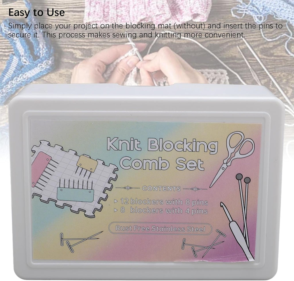 20Pcs Knit Blocking Pins Kit, 4 Pin and 8 Pin Knit Blocking Combs for