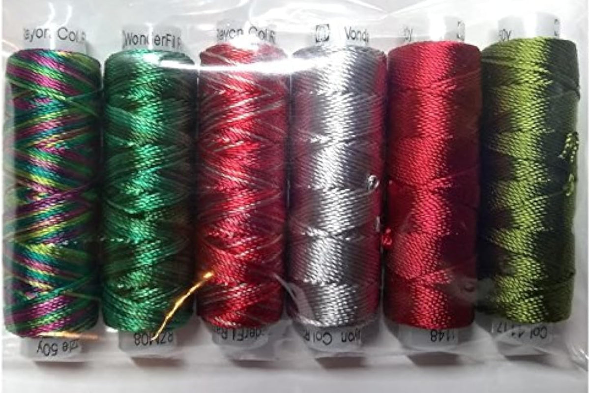 Sue Spargo Lustrous Razzle Rayon Thread, Size #8 - Set of Six 50yd