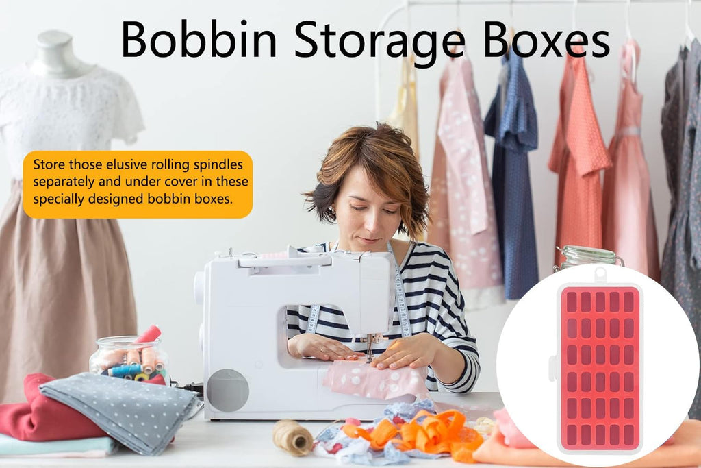 Pack of 2 Plastic Bobbin Storage Case Bobbin Boxes Thread Organizer