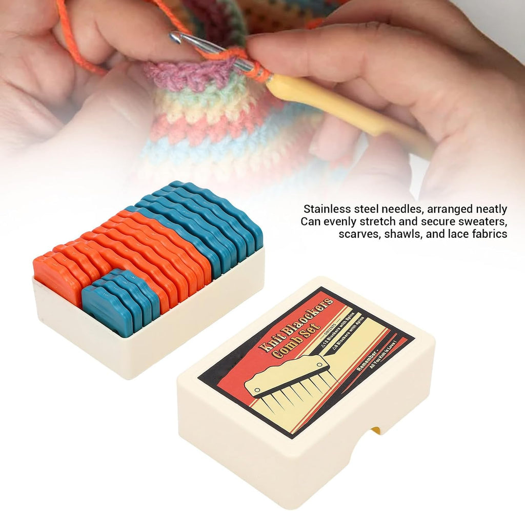 ZAICOLER Knit Blocking Pins, Stainless Steel Pin Knitting Block Comb