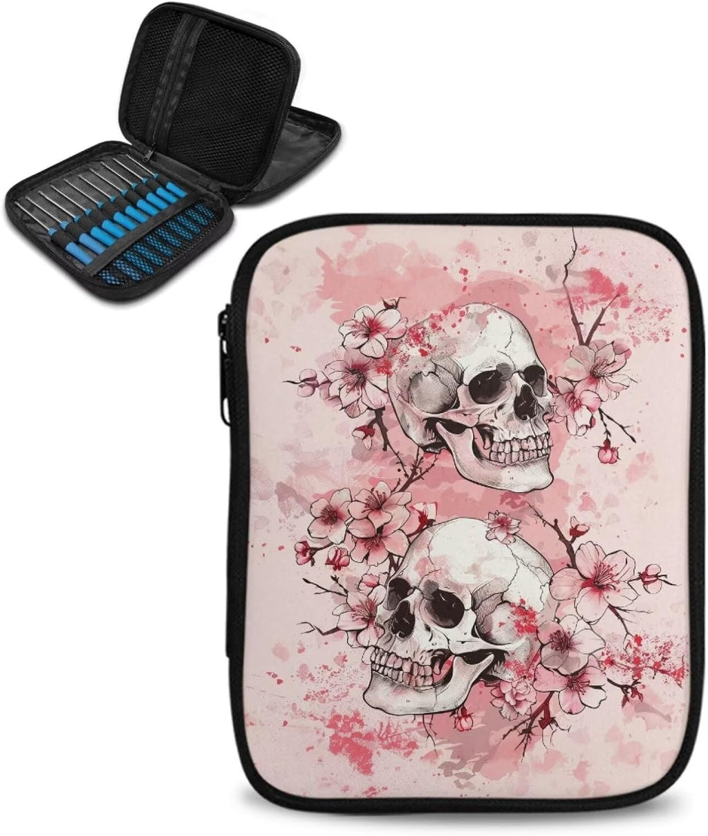 Goronwyfloyd Skeleton Cherry Blossom Empty Crochet Hook Case Travel