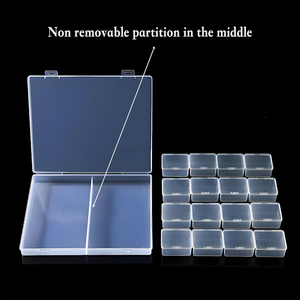 Large Bead Storage Box - 16 Grids Clear Organizer, 1 Pack,Portable for