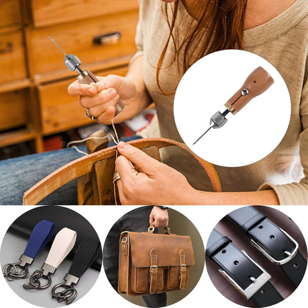 23PCS Sewing Awl Kit, Portable Leather Sewing Awl Thread Kit Leather