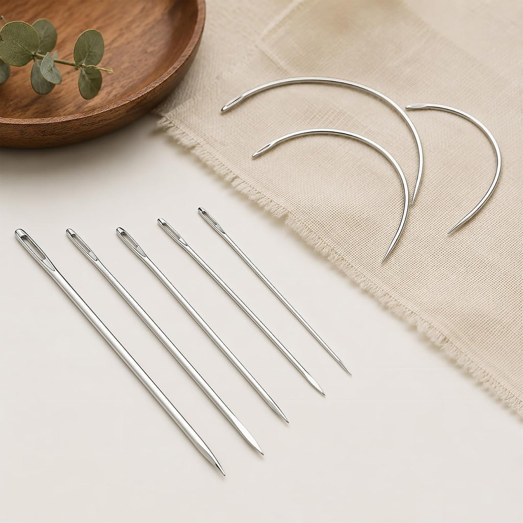 FOCMKEAS 12 Pack 3 Sizes Large Eye Hand Sewing Needles for Upholstery