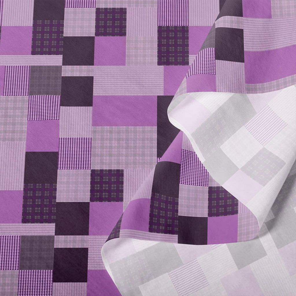 jejeloiu Purple Plaid Cotton Fabric 1 Yard