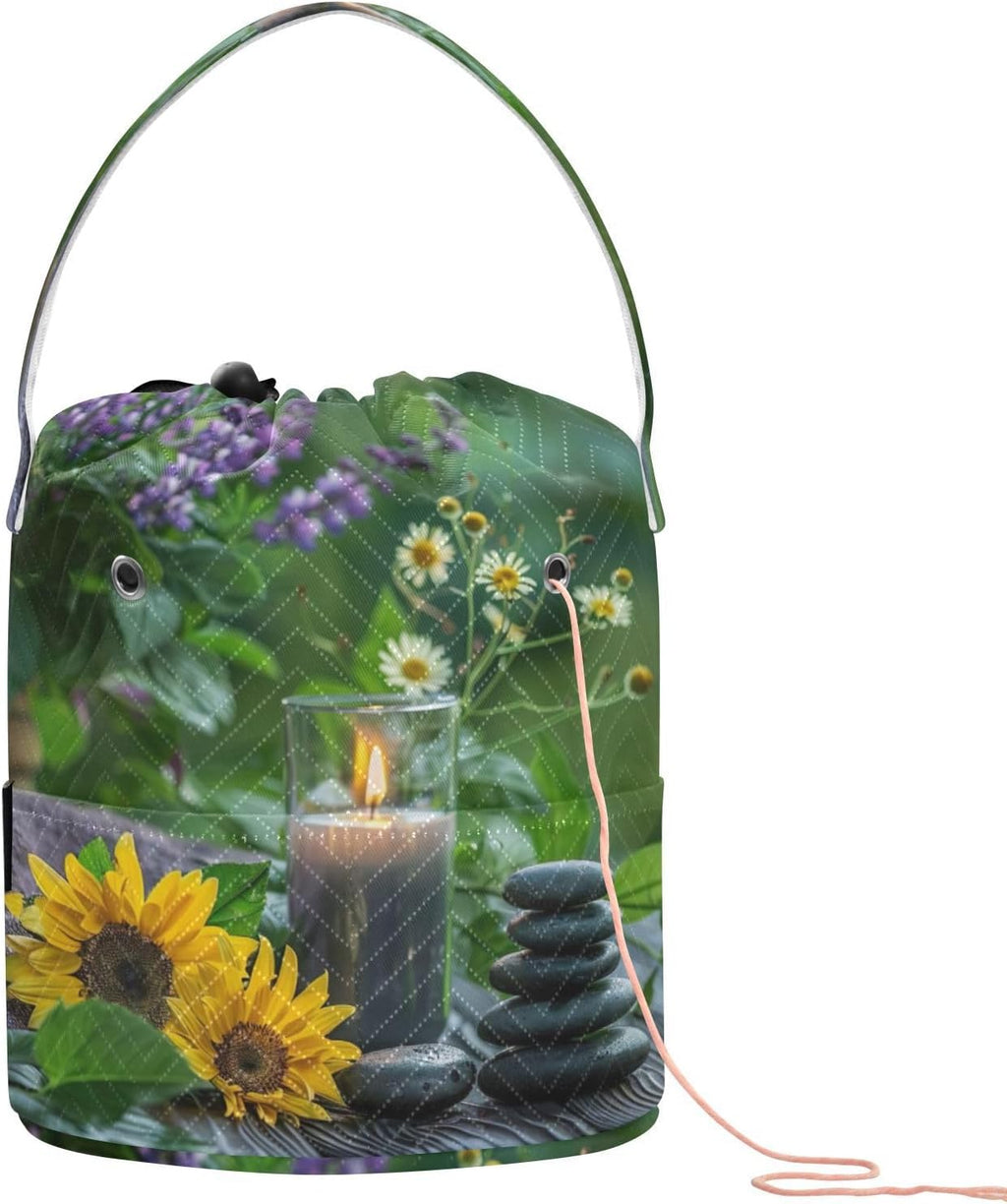 YETTASBIN Zen Basalt Garden Yarn Storage Bag, Large Crochet Knitting