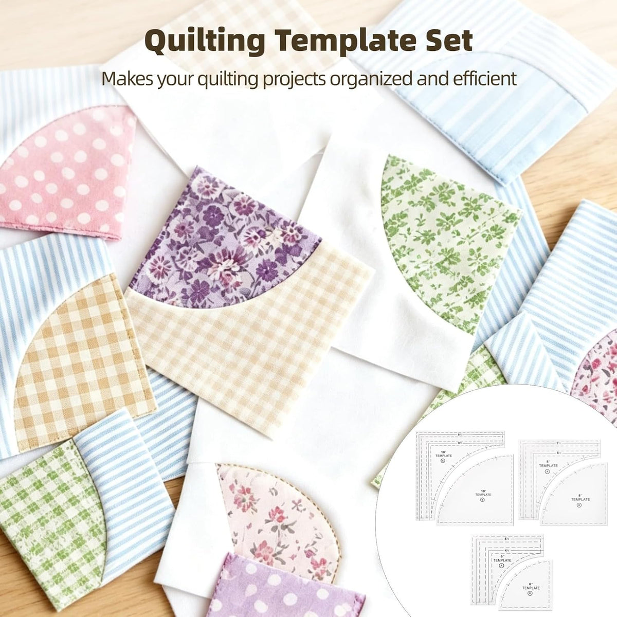 3 Sets Quilting Templates, 6 in 8 in 10 in Acrylic Square Rulers