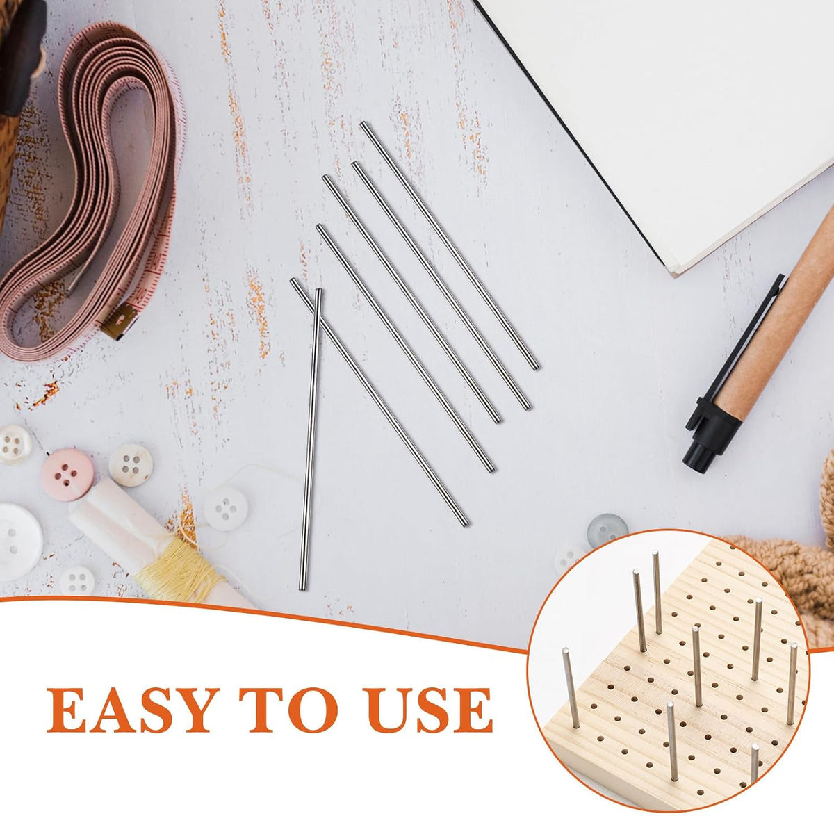 20pcs Metal Blocking Rods, Round Steel Board Pegs Set