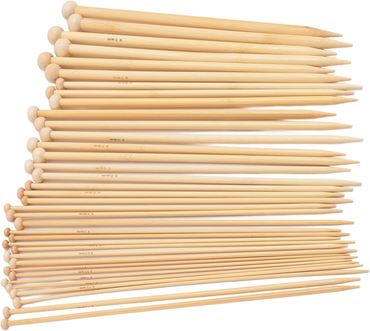 OVAQUIXI Bamboo Knitting Needles Set, 36pcs Carbonized Single Point