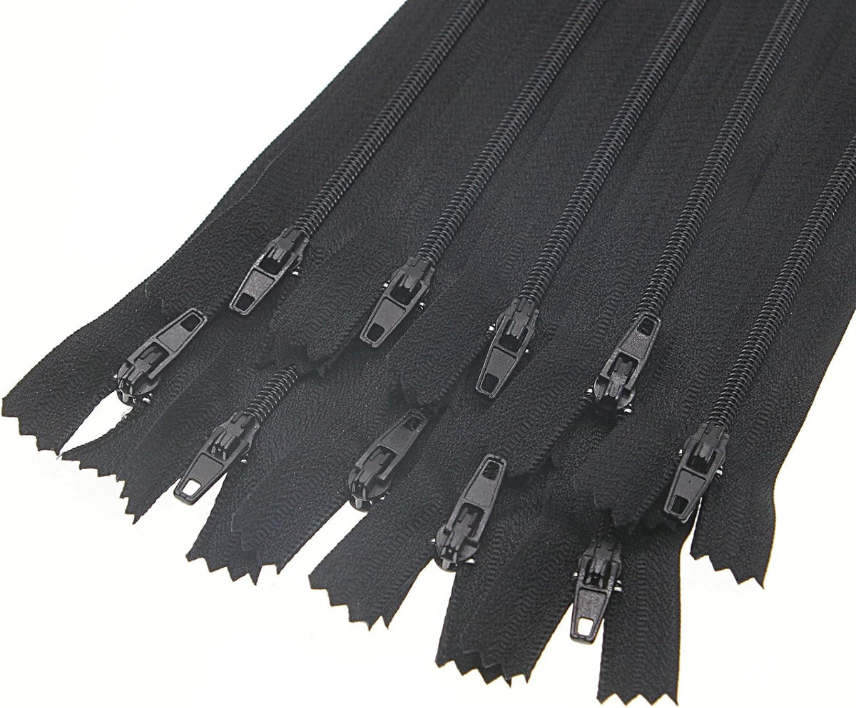 SHUNLI 20PCS 22 Inch #3 Nylon Coil Close End Zipper for Sewing (Black)