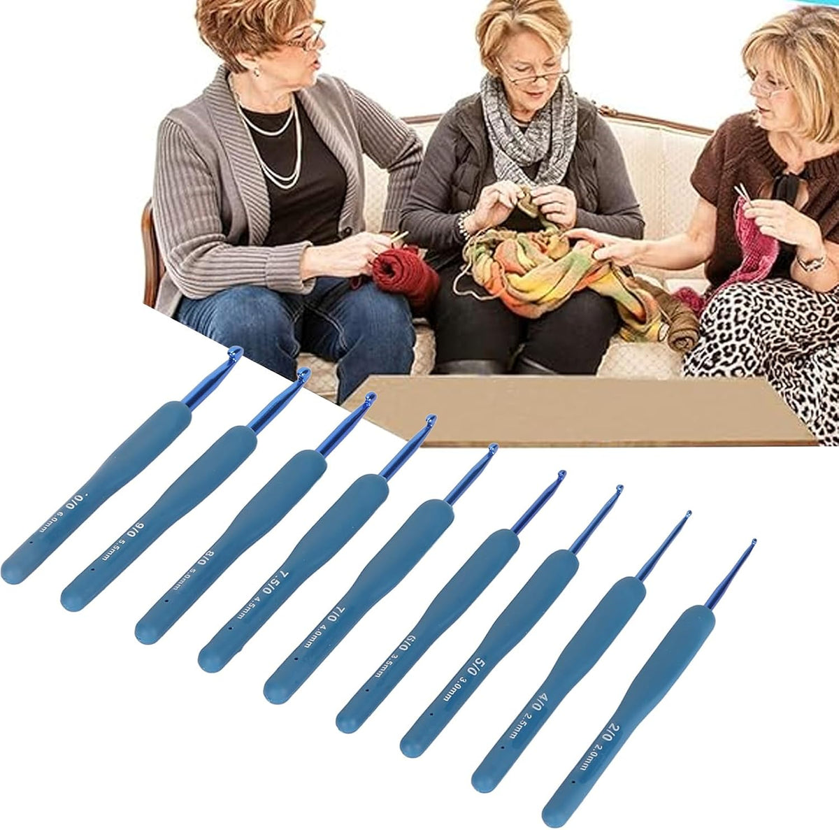 SIXRUN Crochet Hooks Set with Soft Grip Handles, Aluminum Hook