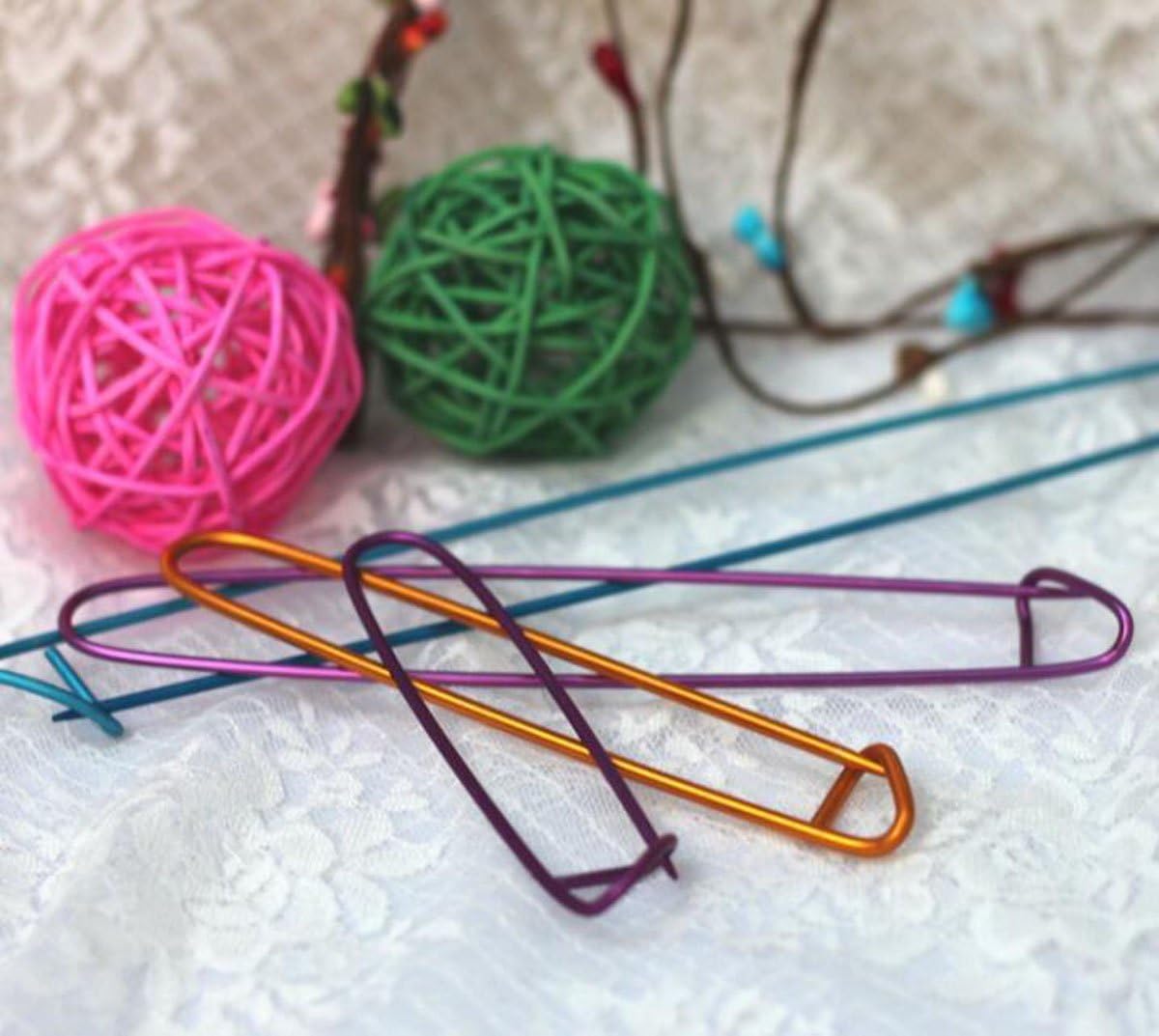 10 Pieces Aluminum Yarn Stitch Holder Safety Pins - 5 Sizes Crochet