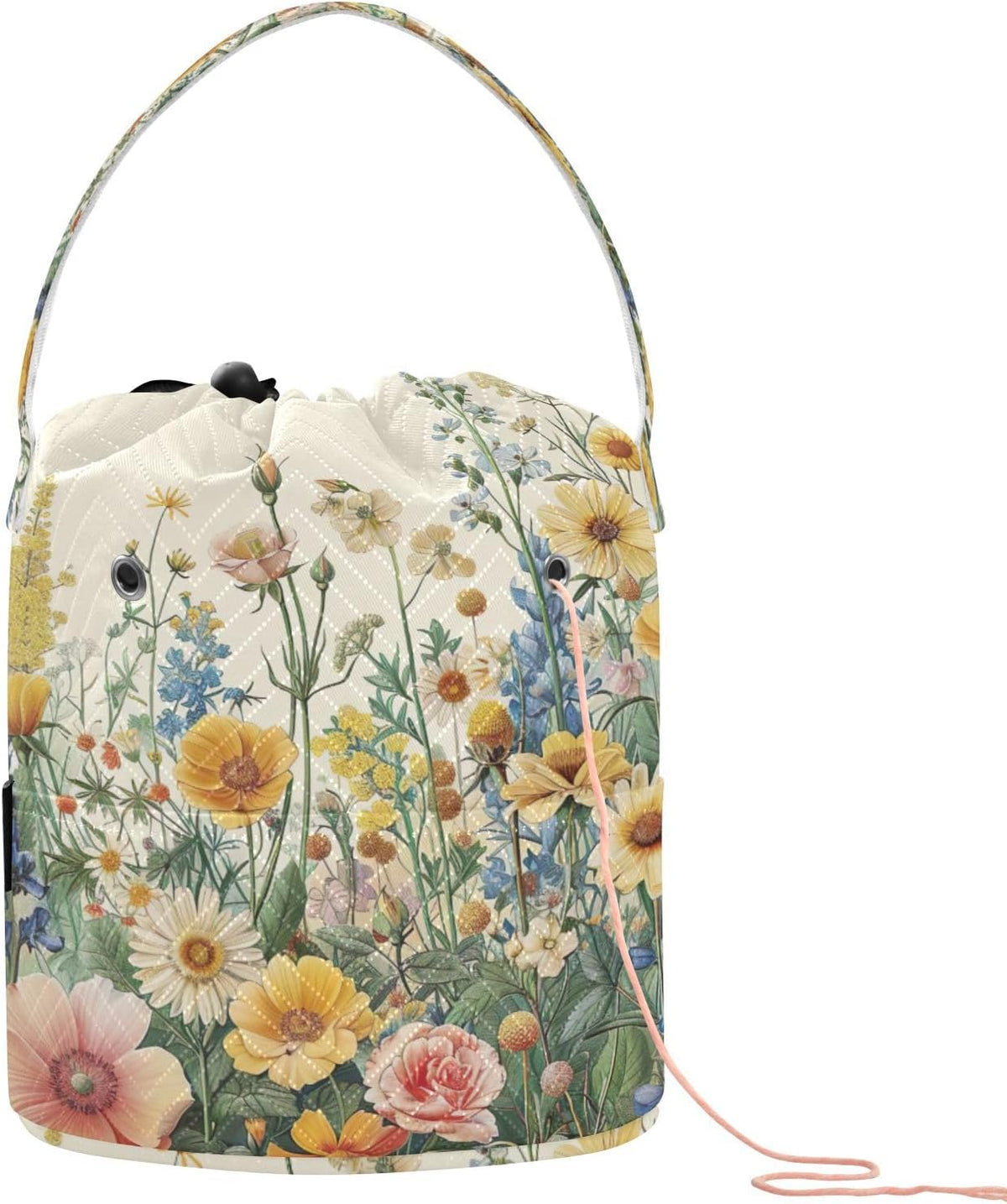 YETTASBIN Herbal Wildflower Yarn Storage Bag, Large Crochet Knitting