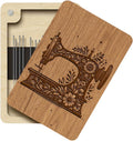 Wooden Needle Case with Built in Magnet and Lid for Sewing