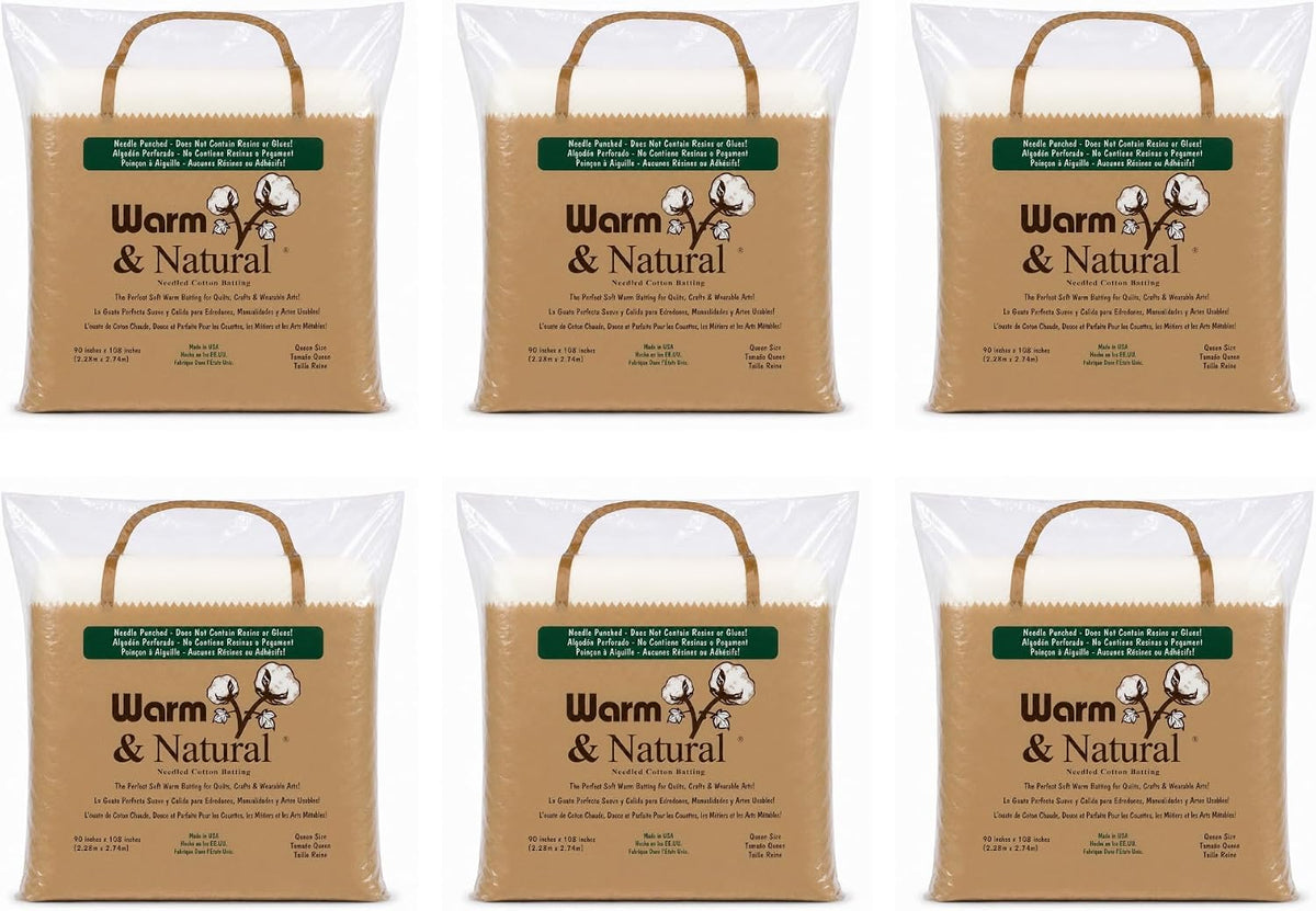The Warm Company - Warm & Natural Cotton Quilt Batting – 6-Pack Queen