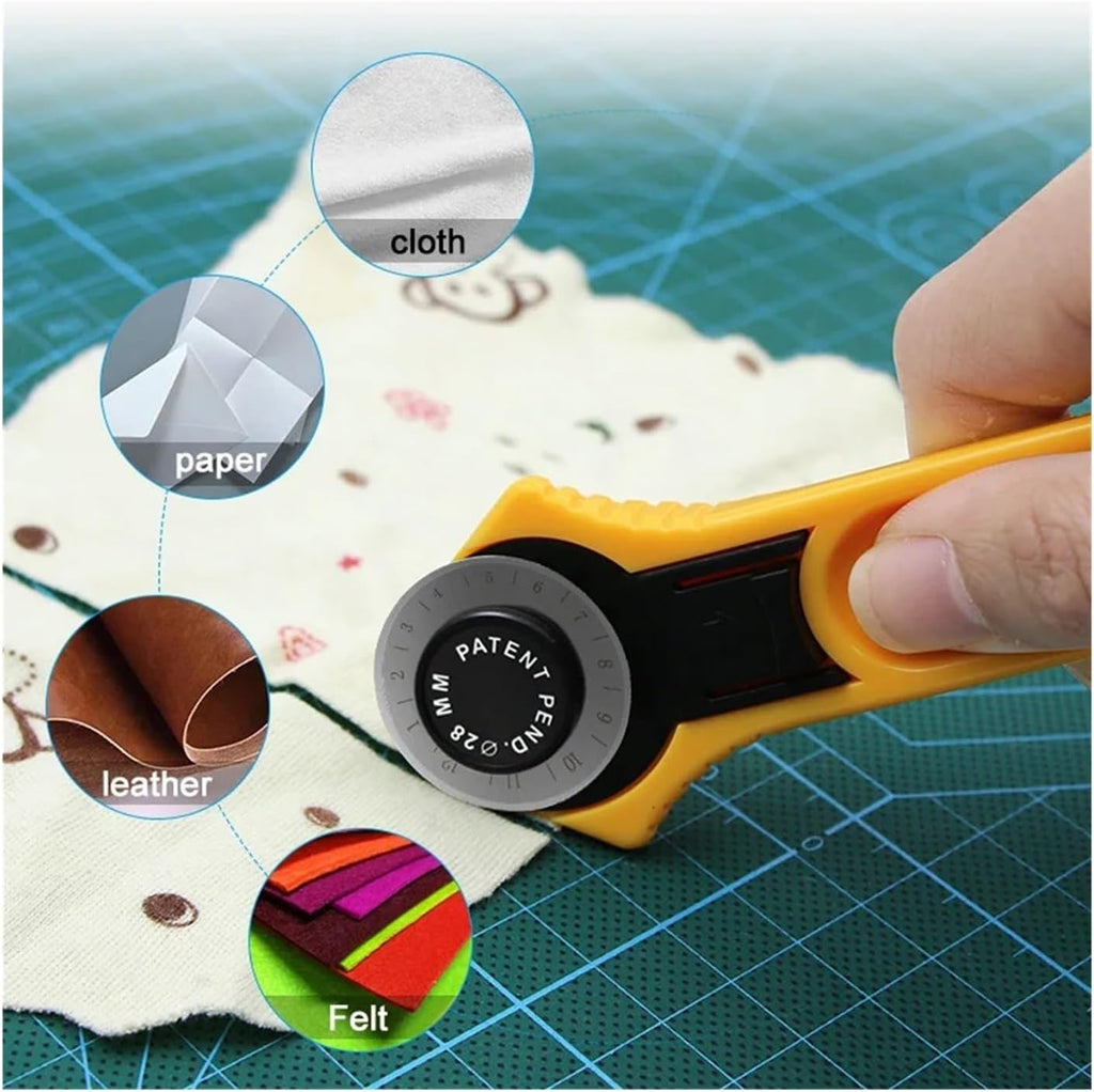 28mm and 45mm Rotary Cutter with Scale, Round Roller Wheel Knife for