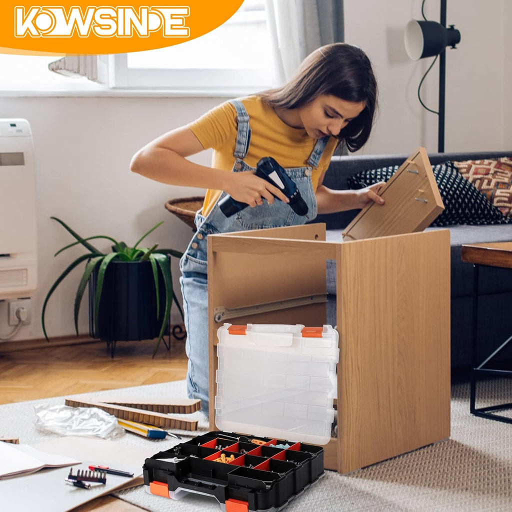 Kowsinde Double Side Tool Organizer, Hardware Storage Box