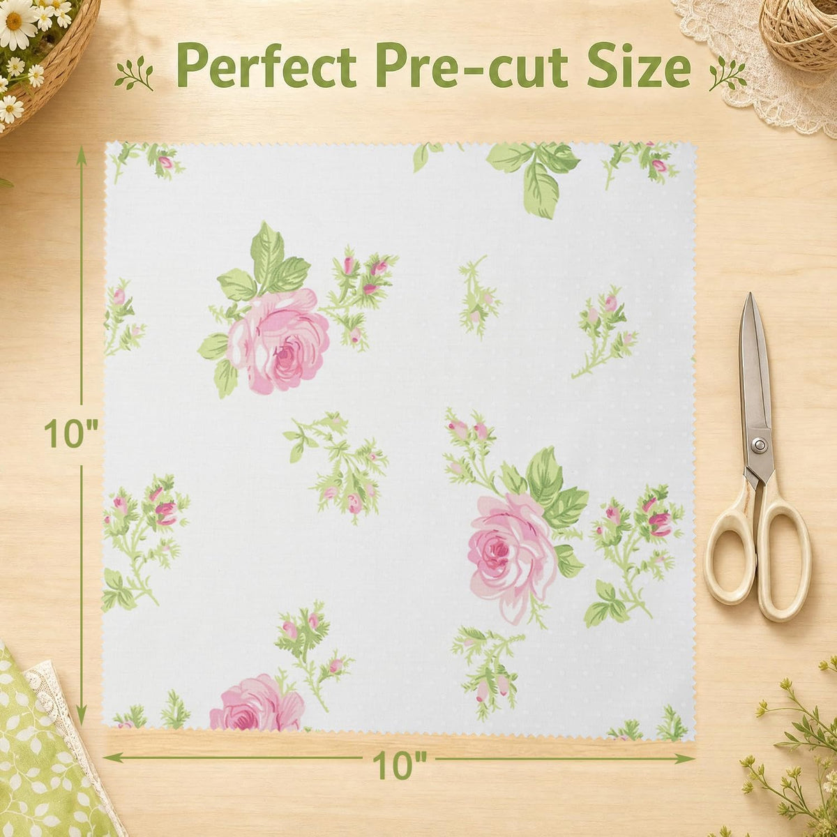 Nodsaw 10x10 Inch Cotton Fabric Squares, Precut Layer Cake, Christmas