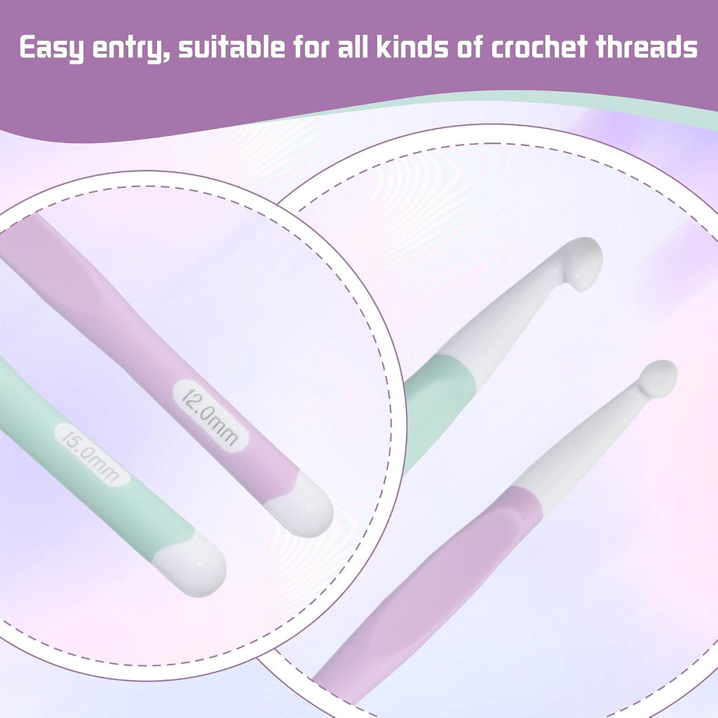2 Pcs Large Size Crochet Hooks Set (12mm & 15mm), 7.87 Inch Big