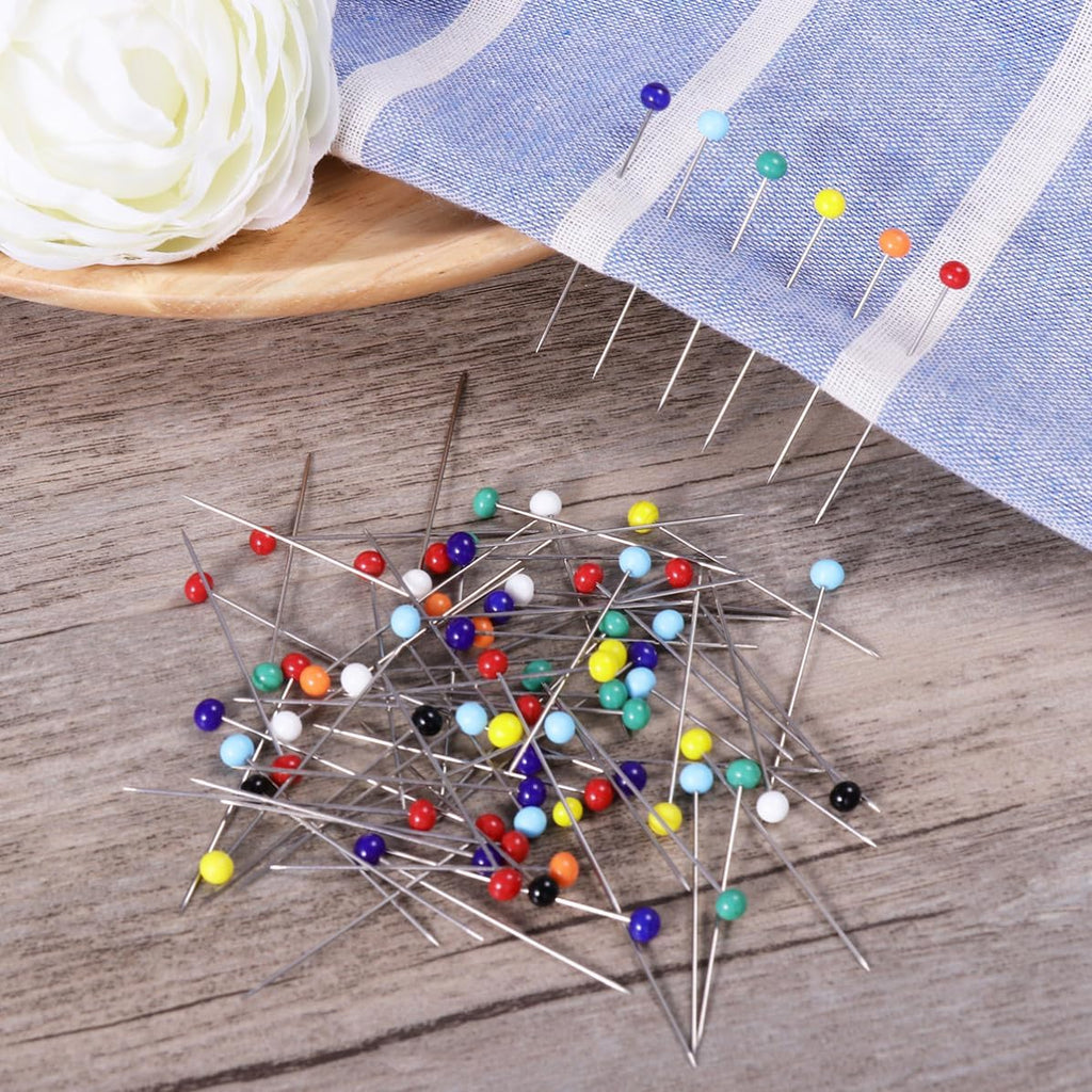 100pcs Glass Head Sewing Pins, 34mm Steel 4mm Heads for Quilters